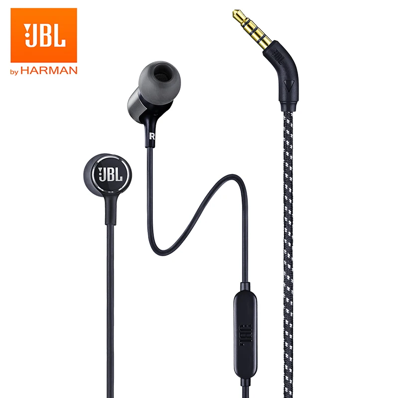 Original JBL Live 100 3 5mm Wired Earphones Stereo Sound Line Control Sports Headset Deep Bass Sound Earbuds Handsfree with Mic