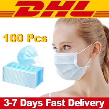 

100pcs DHL Fast Shipping Disposable Face Mouth Mask Anti-Dust PM2.5 Non-woven Earloop Face Mask Protection Mask Product