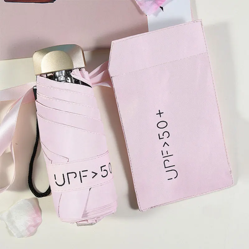 pink 1 Зонт для девочки 1 шт. Портативный Легкий Женский дождливый день карманный зонтик черное покрытие Защита от солнца водонепроницаемый плоский зонтик для девочек Подарки - Цвет: pink 1