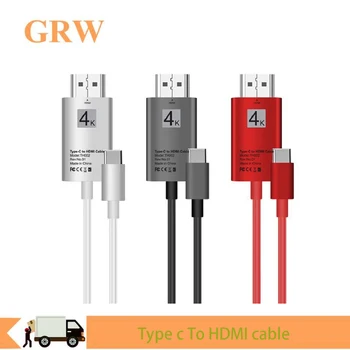 

4K USB C TO HDMI 2M Cable Type C To HDMI Adapter For MacBook Pro Huawei P20 Mate 10 Pro USB 3.1 To HDTV Monitor Projector