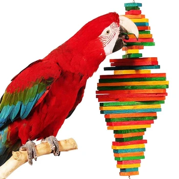 Rainbow Wooden Bird Chew Toy 1