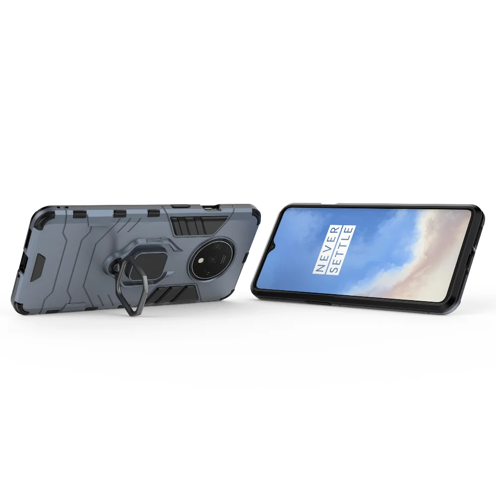 Противоударный чехол для oneplus 7T 1+ 7T 6,5" чехол для телефона PC+ силиконовый чехол Железный человек с подставкой