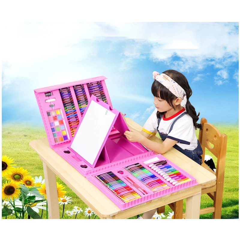 208 colors pink 208 шт детский подарок акварельный рисунок художественный маркер кисть Набор для рисования детский художественный Набор для рисования подарок для детей канцелярские принадлежности для офиса - Цвет: 208 colors pink