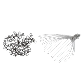 

50Pcs Findings Bail Connector Bale Pinch Clasp Pendant 12X5mm(Silver) & 12Pcs Silver Tone Lobster Claw Clasp Link Chain Necklace
