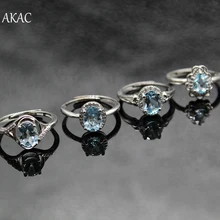 3 шт./компл. около 5-6*7-8 мм Природный Голубой топаз белая медь регулируемое кольцо натуральный камень кольцо для женщин кольцо