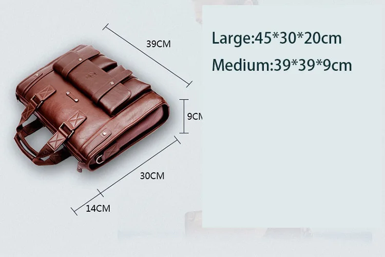 Weysfor Men PU Leather Black Briefcase Business Handbag Messenger Bags Male Vintage Shoulder Bag Men's Large Laptop Travel Bags