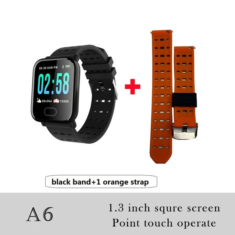 A6 Add 1pcs Strap 696 F8 полный сенсорный экран умный Браслет пульсометр кровяное давление кислородный Монитор датчик движения IP67 водонепроницаемый браслет - Цвет: A6 Add 1pcs Strap