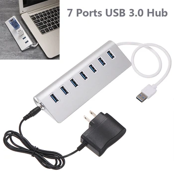 

POHIKS USB 3.0 HUB 7 Port Aluminum 5Gbps High Speed Docking Station with Ac Adapter for MacBook PC Laptop Computer