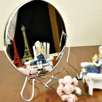 

Double-Sided Mirror Makeup Mirrors Iron Edge Looking Glass Toilet Glass With 360 Degree Rotation