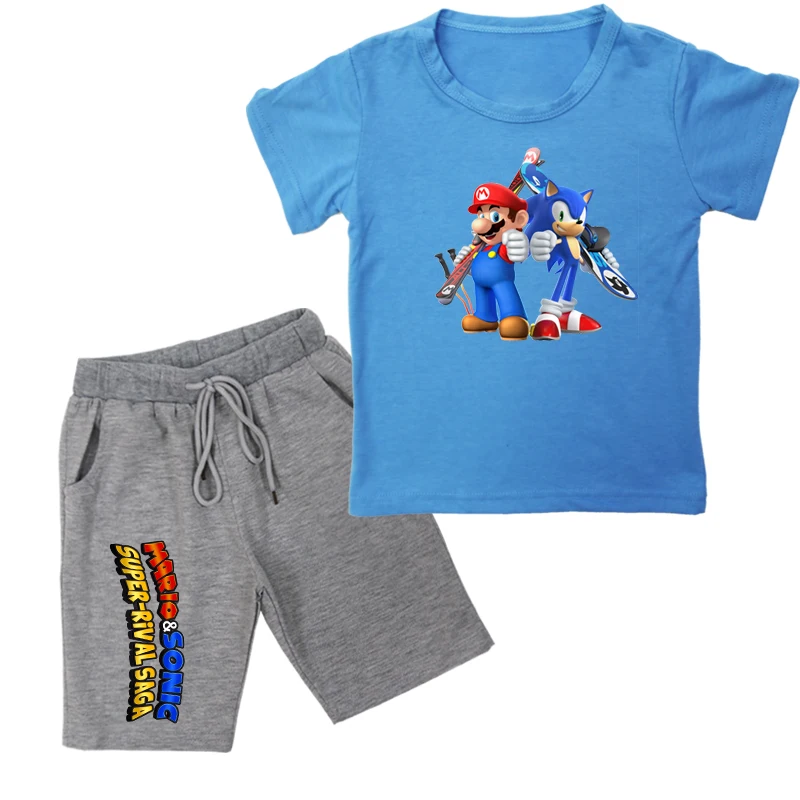 Fashion Summer Boy Girl Clothes Set Children T-Shirt and Shorts Pant Suit Kids Outfit Cotton Tops Children's Clothing Suit - Цвет: 7