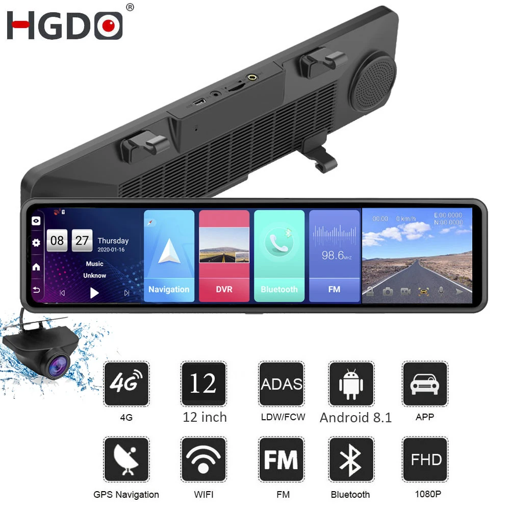 12 4G WiFi Android 8.1 Car DVR Rearview Mirror Dash Cam 2G+32G Navigation ADAS Video Recorder 12 4G WiFi Android 8.1 Car DVR Rearview Mirror Dash Cam 2G+32G Navigation ADAS Video Recorder