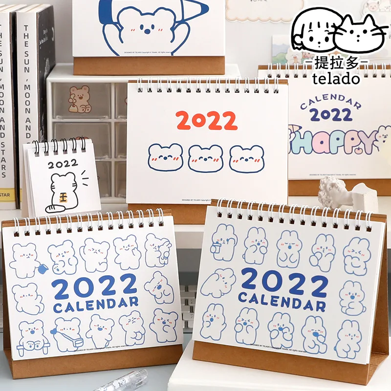 2022 Telado Kawaii крем кролик медведь портативный стол календарь Настольный