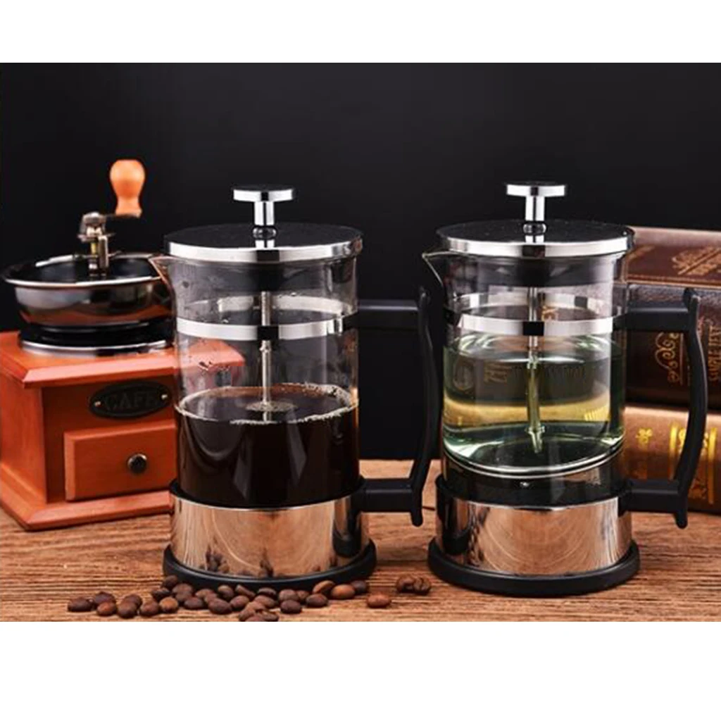 French Press Coffee & Tea Maker | 12oz | Small Coffee Pot with 304 Stainless Steel & Heat Resistant Glass (Black)