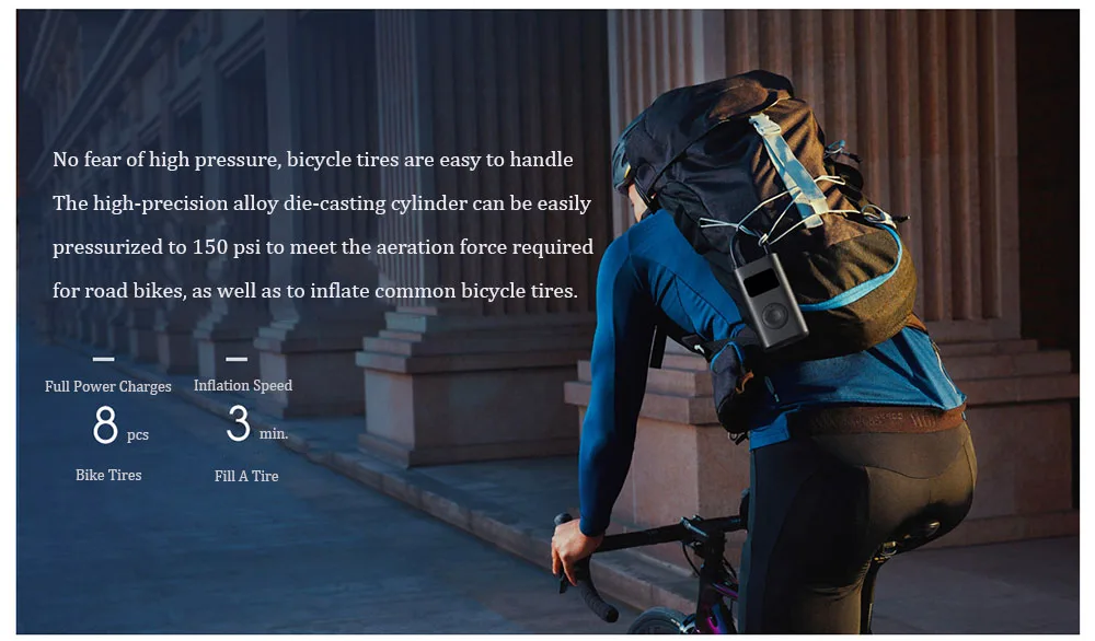 Xiaomi mijia Портативный Умный Цифровой датчик давления в шинах Электрический насос для велосипеда, мотоцикла, автомобиля, футбола