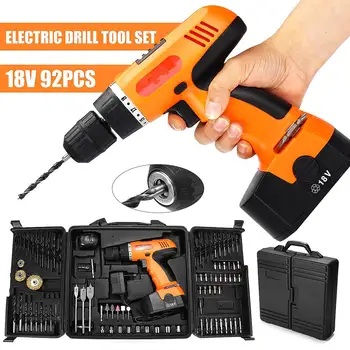 

92 Pcs 220V Cordless Electric Drill Screwdriver Tool Mini Battery Tools Drill Power Machine Electric For Cordless Drills Set Bit