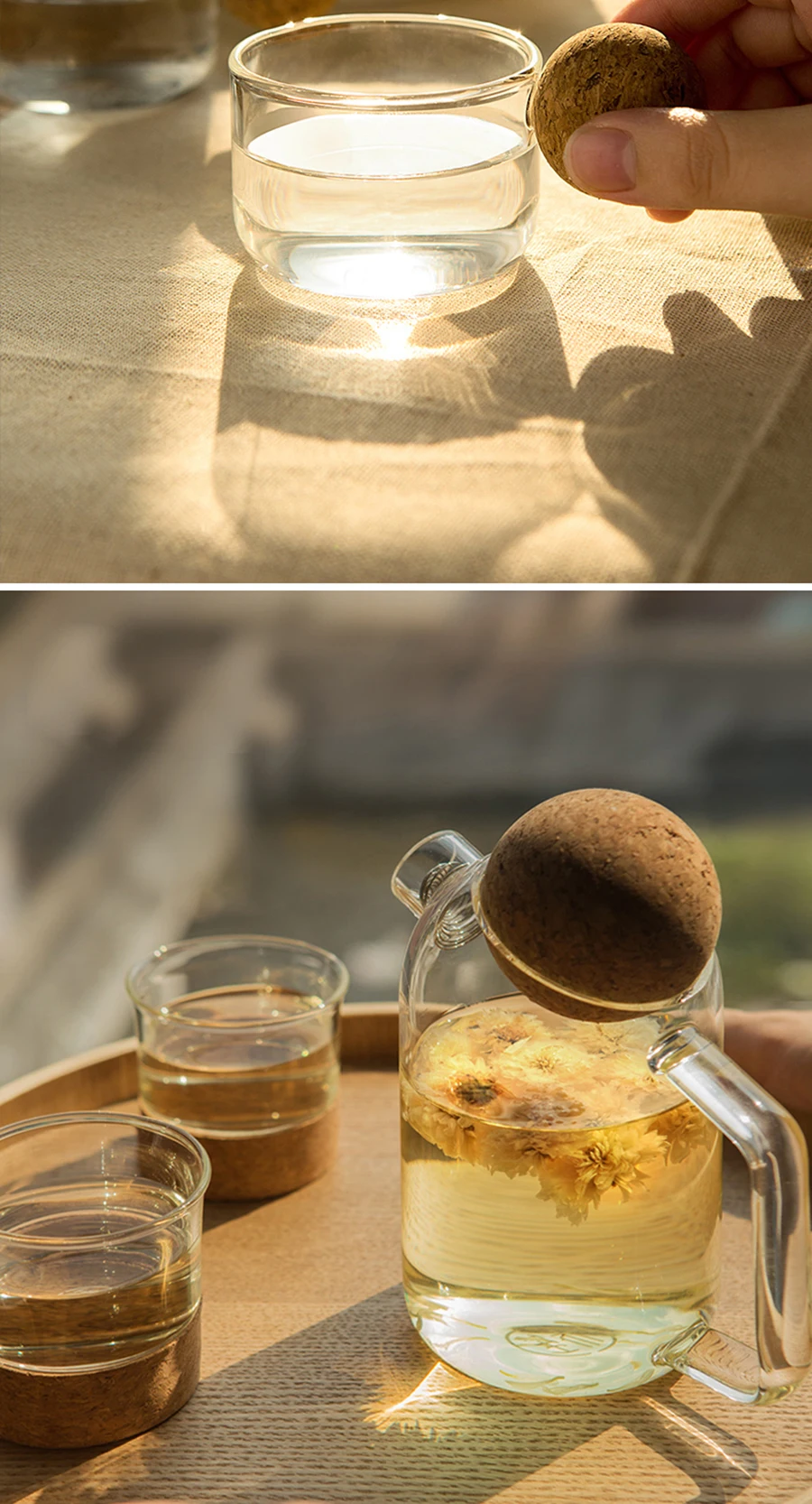 Glass Teapot Large Capacity Cold Water Kettle With Lid Water Bottle Cup Set Home Pitcher Kitchen Glass Fruit Juice Jug Drinkware