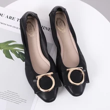 Новая весенняя женская обувь; модная обувь с круглым носком; женские тонкие туфли; неглубокие повседневные туфли на плоской подошве с мягкой подошвой