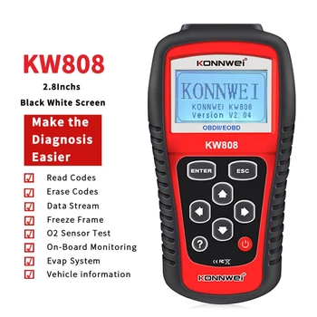 

KONNWei KW808 New OBDII OBD2 EOBD Car Automotive Engine Fault Code Reader Diagnostic Scanner 12V Black