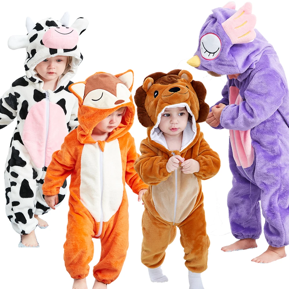 Baby Girl Clothes Onesies Pajamas 0-3 Years Flannel Animal Romper Infant Toddler Boys Costume Child One-Piece Pijama Sleepwear
