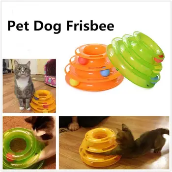 

Three Levels Tower Tracks Disc Cat Pet Toy Amusement Rides Shelf Play Station