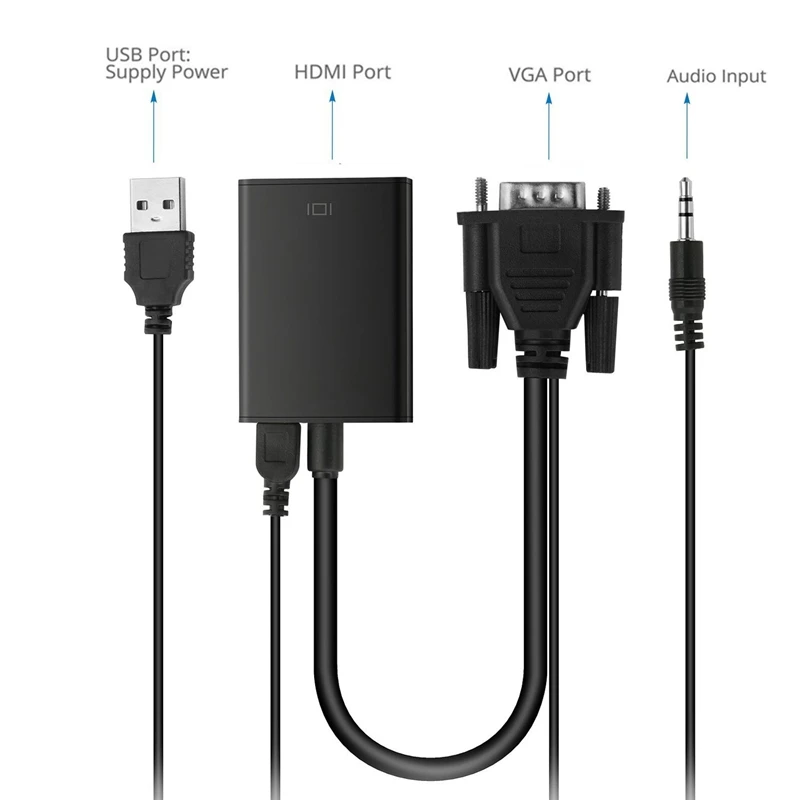  Vga a Hdmi 1080P Uscita Hd Audio Tv Hdtv Av Video Cavo Adattatore Del Convertitore per Il Collegame