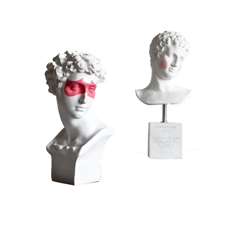  Simple Modern David Greek Blush Face Bat Eye Mask Statue Character Decoration Study Bedroom Fun Sof - 4000185911302