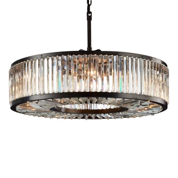 

HAIXIANG Retro Crystal Round Lamp Ceiling Lights for Dining Room Chandelier Light