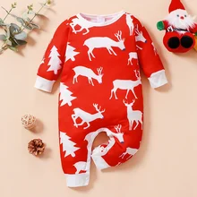2021 New Baby Christmas Clothes Baby Rompers Cartoon Deer Long Sleeve Baby Jumpsuits Festival Baby Clothes Baby One-piece 0-18M