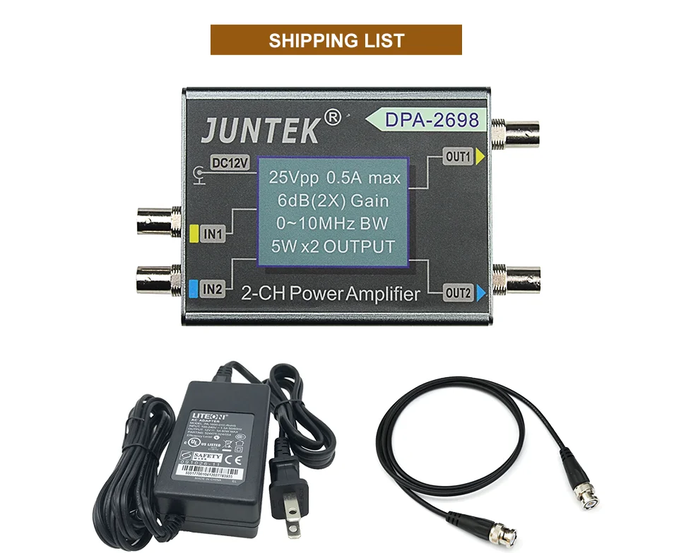 Juntek DPA-2698 de alta potência duplo canal