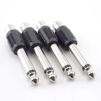 

4pcs RCA/AV Female Jack to 6.35mm Male Plug to RCA Female Audio Adapters Connectors Plugs for DIY FM Microphone H10
