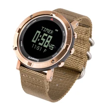 Мужские уличные цифровые спортивные наручные часы с монитором сердечного ритма, шагомером, водонепроницаемые часы 5ATM с нейлоновым ремешком