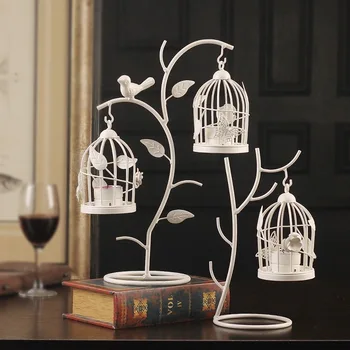 

Branch Bird Cage Candlestick Creative Iron Romantic Candle Holders Crafts Wedding Centerpieces Home Decorations Centerpiece