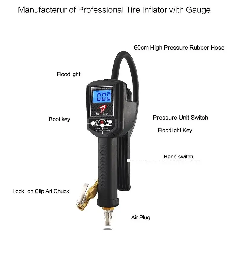 

DP002 LCD Digital Dial Tyre/Air/Gas Pressure Gauge Meter Manometer Tire Inflator Gauge Inflation Gun Inflating Gun