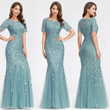 

Women Dress 2020 Evening Dress Bridesmaid Toast Formal Dress Sequin Gauze Fishtail Slim Fit Host Dress Long Elegant Dress