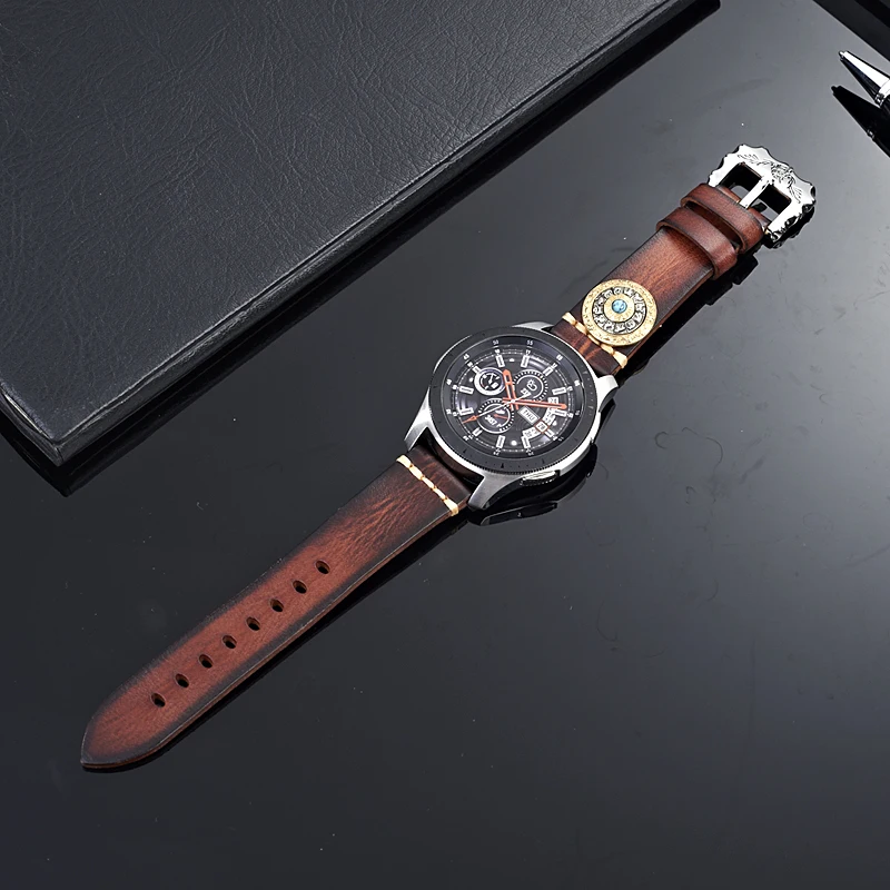 Ремешок из натуральной кожи для galaxy watch 42 мм 46 мм декомпрессия китайский ремешок для часов зодиака для huawei GT 2P 22 мм Amazfit Bip 20 мм