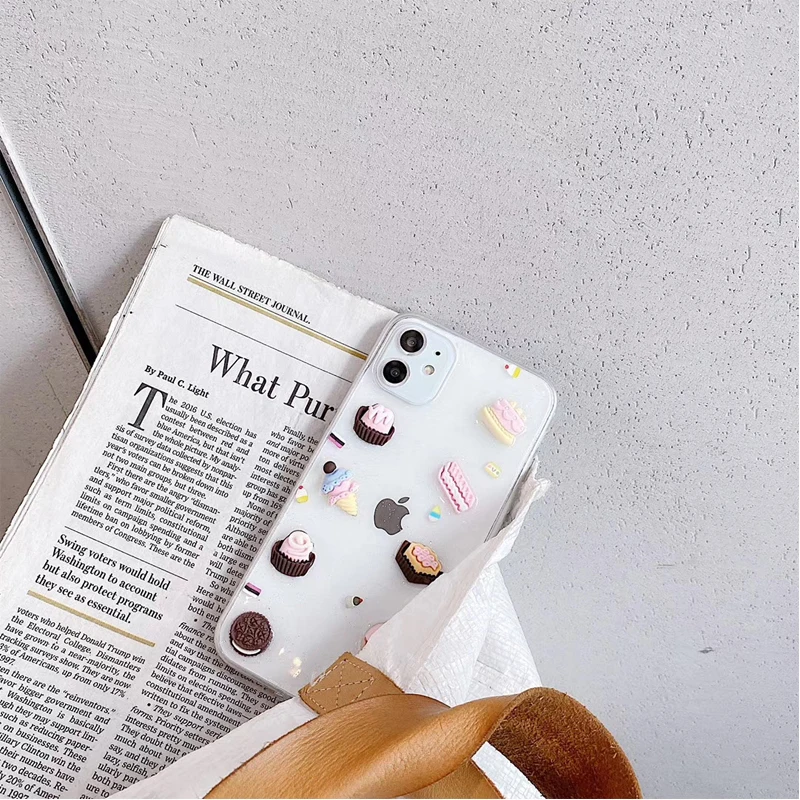 3D чехол из эпоксидной смолы с рисунком еды, торта, десерта для Iphone 11 PRO MAX XS MAX XR X 7 6 6S Plus, акриловый ТПУ милый Силиконовый противоударный чехол