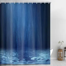 

Royal Blue Shower Curtains for Bathroom, Blue Rain 3D Fabric Bath Curtain, Blue Gray Polyester Shower Curtain Waterproof
