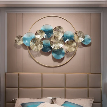

Wall Hanging Round Shape Crafts Decoration Home Livingroom 3D Wall Sticker Sofa Background Metal Mural Decor Wrought Iron Modern