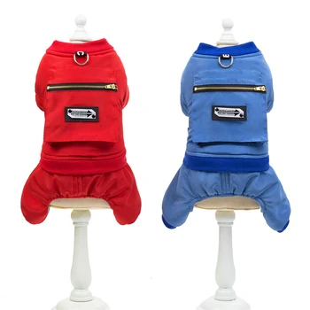 

Autumn and Winter Thick Three-dimensional Bag Pet Clothes Winter Cotton Jumpsuits for Pet Blue Red Colors Four Legs Dog Jumpsuit