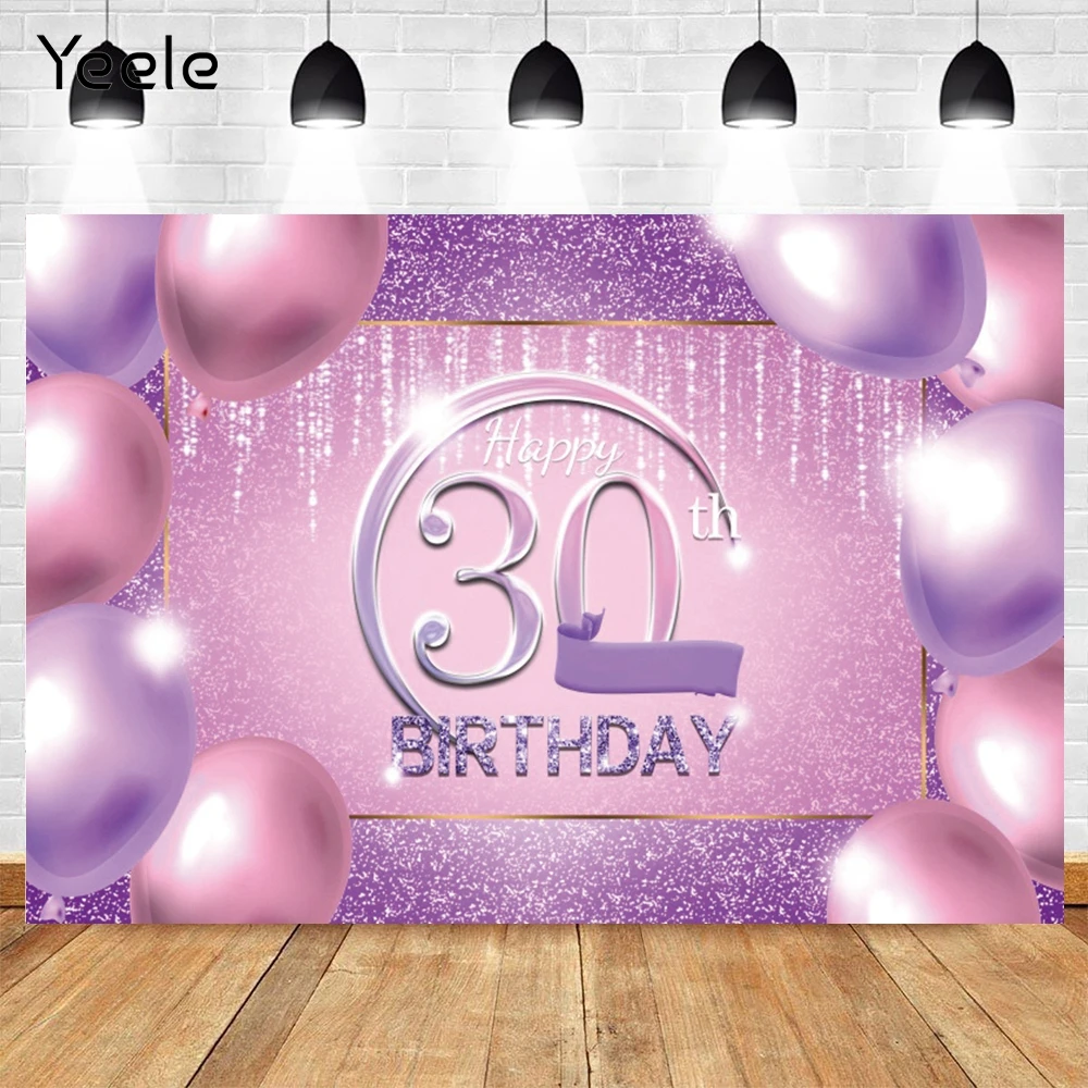 

Yeele Background For Photography 30th Birthday Party Room Decro Pink Purple Balloon Photo Backdrop Photozone Photophone Props