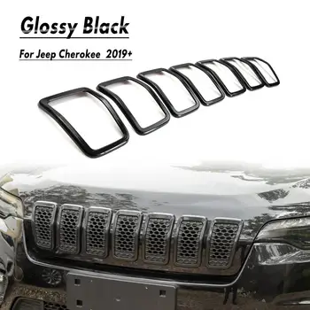 

7Pcs Grille Cover RHD ABS Black Car Front Grille Inserts Grill Cover Frame Trim Decor Sticker Fit For Jeep Cheree 2019+ RHD