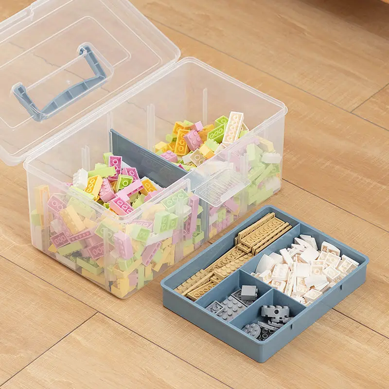 Adjustable Kids Building Blocks Storage Box Toy-Compatible Storage  Container Plastic with Handle Grid Children's Toy Organizer - AliExpress