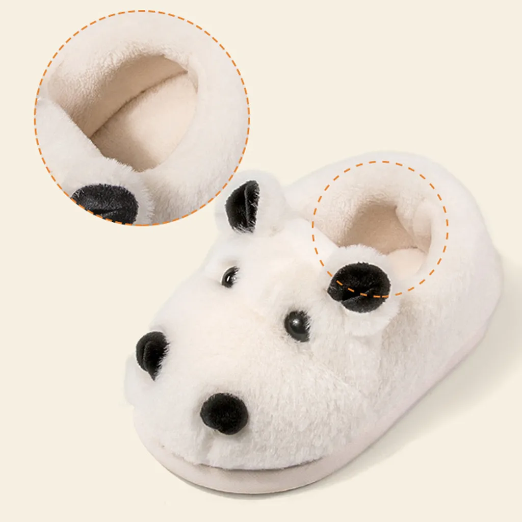 Children Kids Baby Girls Shoes Cute Indoor Cartoon Flock Winter Warm Casual Shoes Slip-on Solid Comfort Baby Slippers Girls