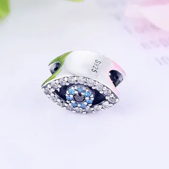 

Fit Original Pandora Charm Bracelet Authentic 925 Sterling Silver Turkish Blue Evil Eye Zirconia Bead Making WomenBerloque 2020