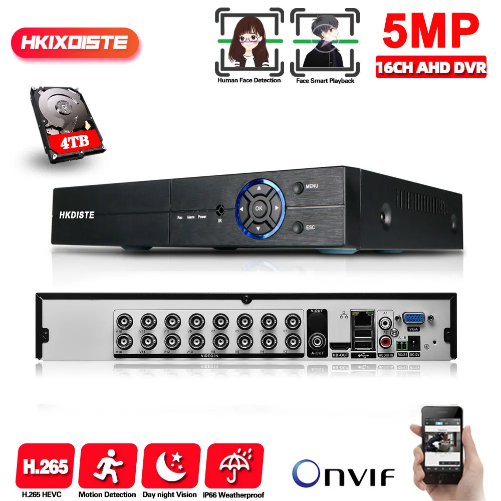 16 канальный видеорегистратор AHD DVR 5MP 16CH 8 сетевой аналоговый Камера и формирующая