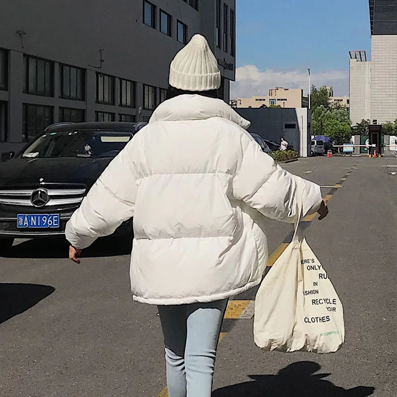 Zoki, новинка, женский пуховик, зимний, толстый, стоячий воротник, парки для девочек, пальто, корейский стиль, длинный рукав, пуговица, хлопок, теплая одежда