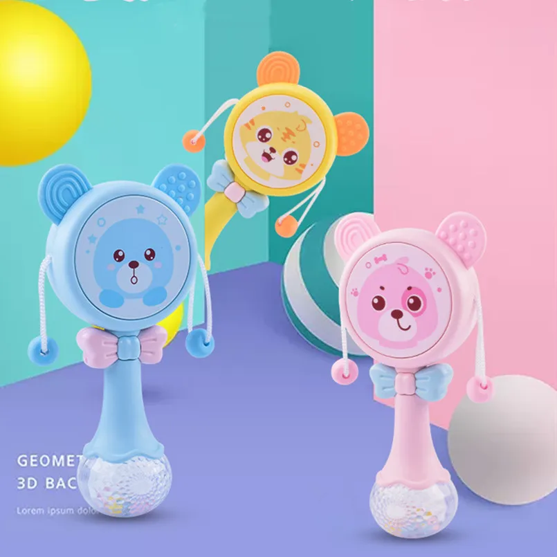 

Baby Cartoon bow Style Mobile Musical Rattle Toys with Soft Teether Sound glow Comfort toy for toddle 0-12 month Educational Toy