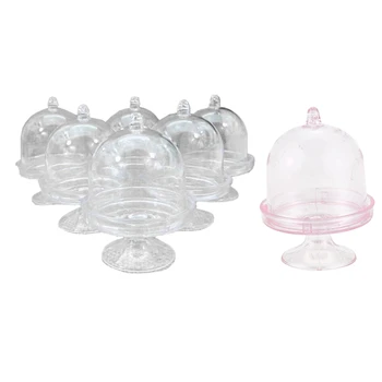 

24pcs Mini Cake Stand Cupcake Box Wedding Party Plastic Candy Box - 12pcs Transparent & 12pcs Pink