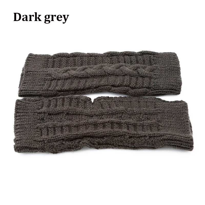 Dark grey Вязаные длинные перчатки без пальцев для рук зимние теплые шерстяные перчатки без пальцев для женщин для девушек и мужчин унисекс - Цвет: Dark grey