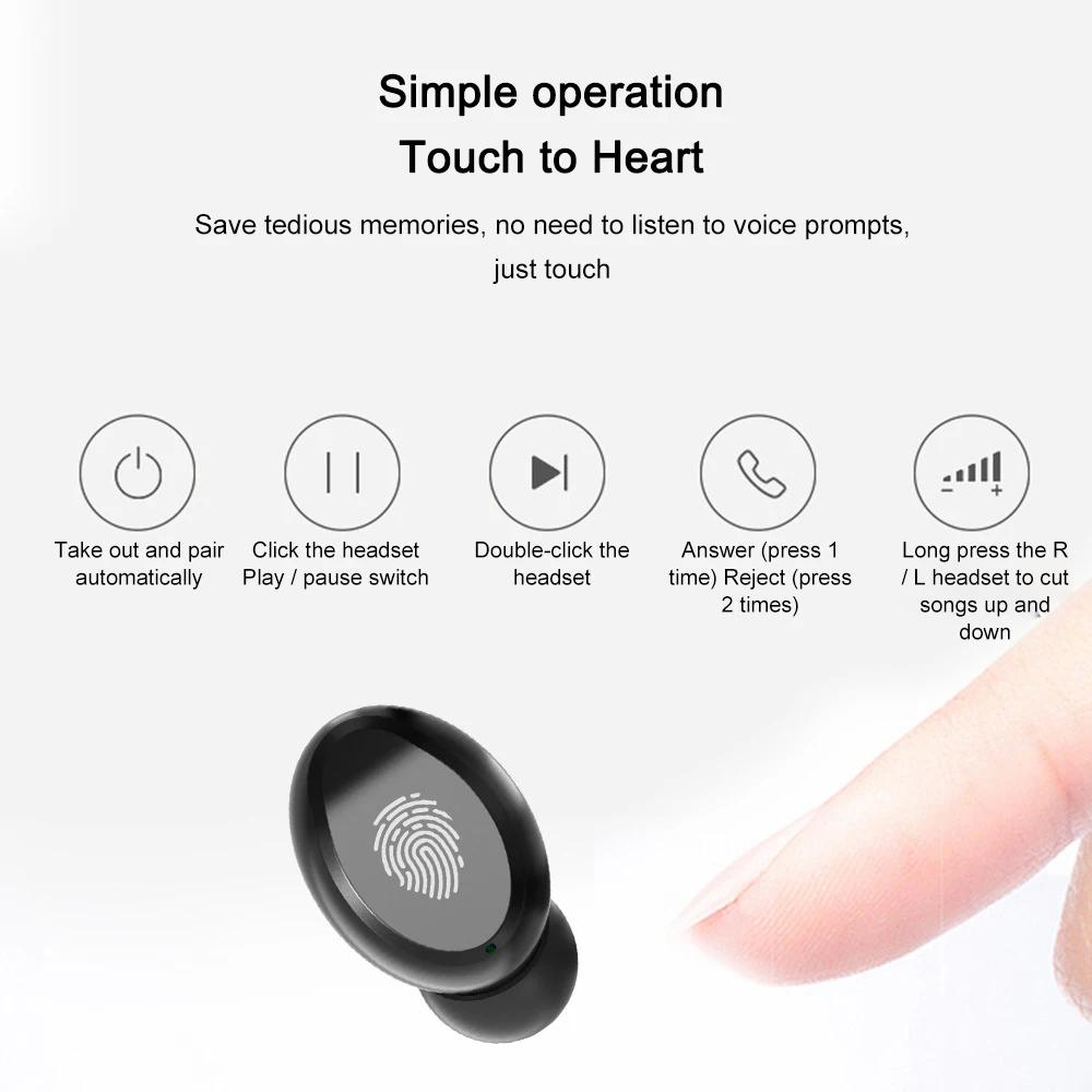 Wireless Bluetooth 5 0 Earphones V8 tws for iPhone HiFi Stereo With Mic Headset Sports Earphone for Android iPhone Smartphone